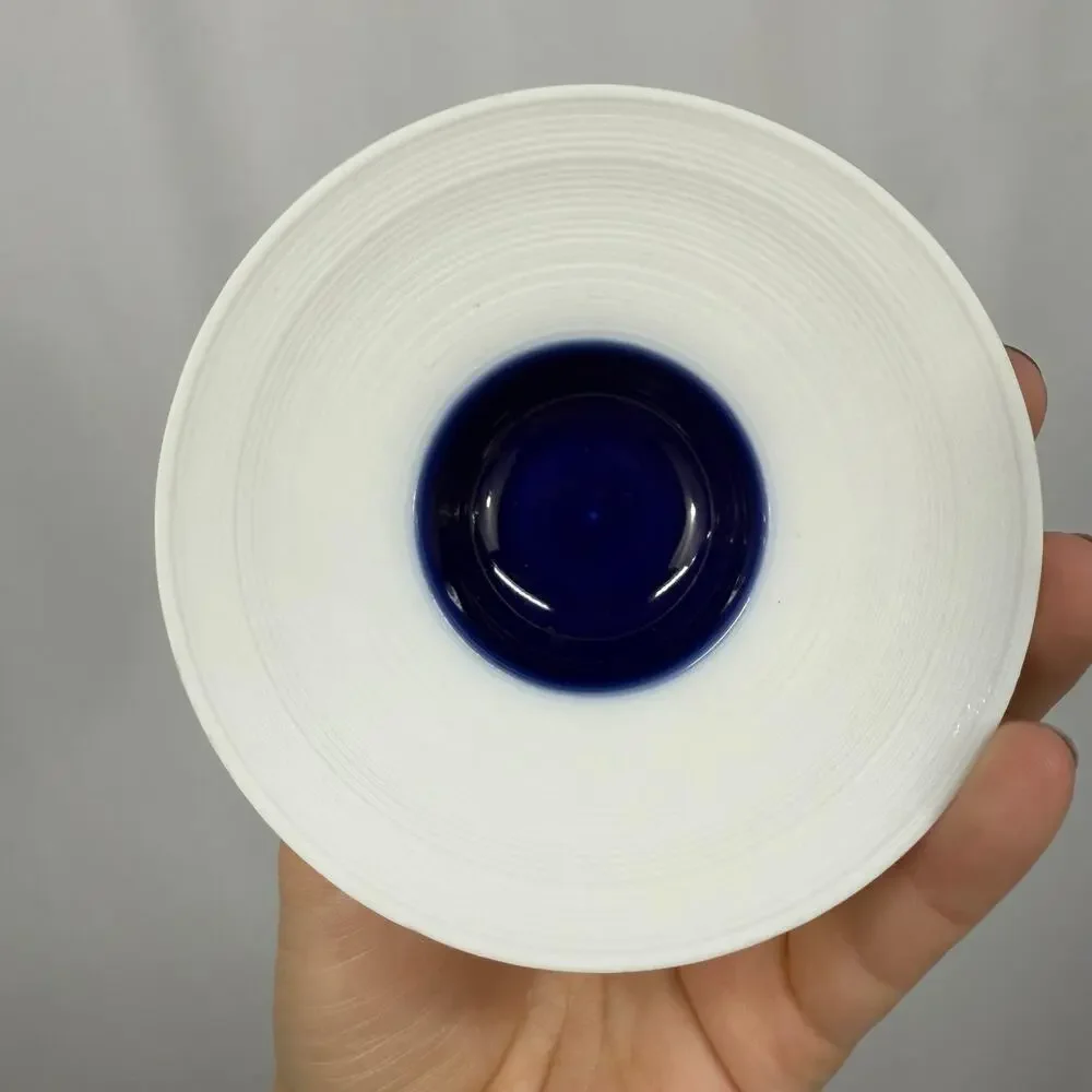 Crate & Barrel Dot Dish Blue 4
